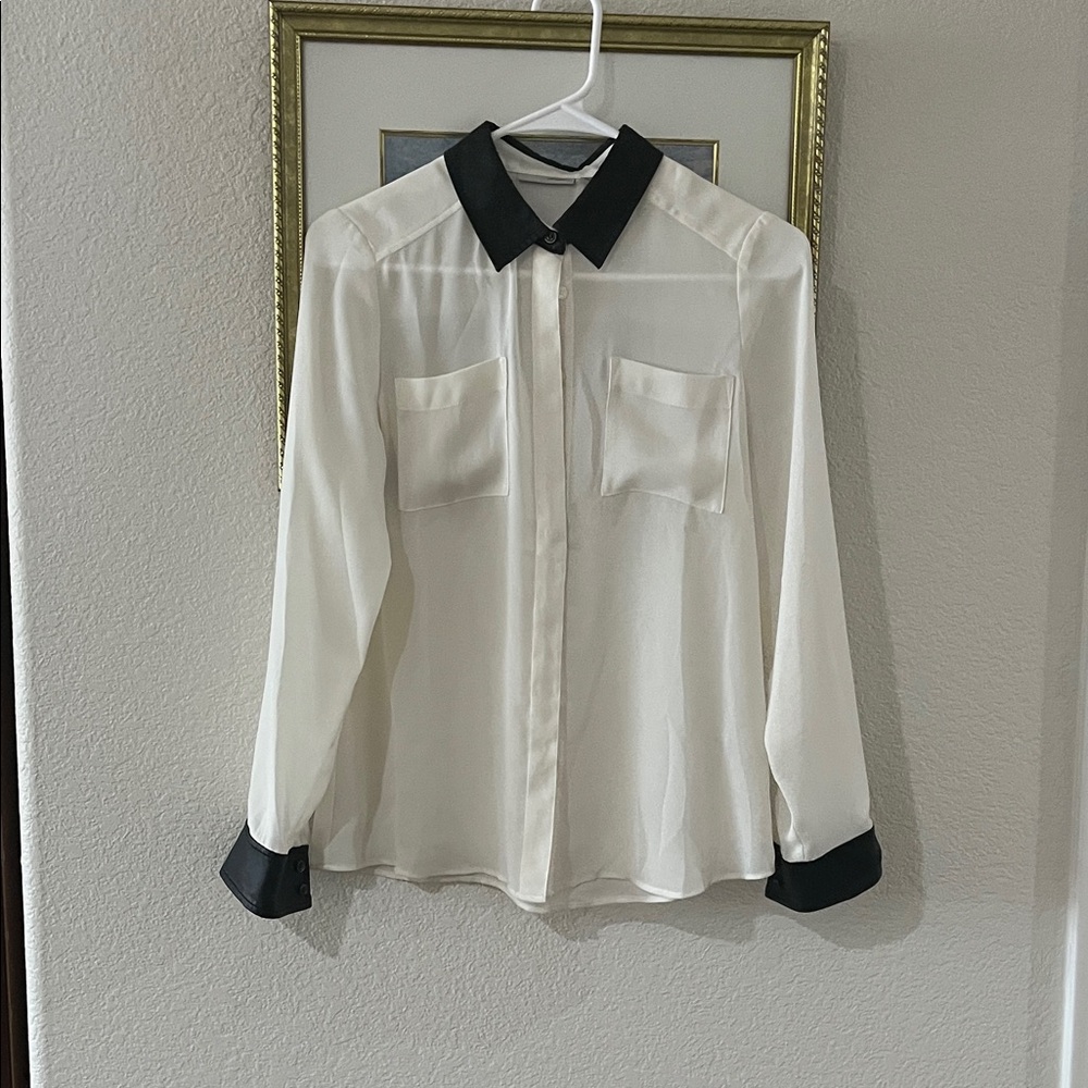 Halogen White Shirt with Black Accents